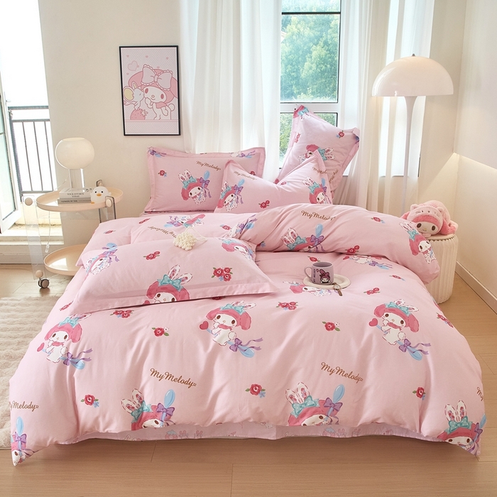 91家纺网 家纺一手货源 找家纺 蘭菲家纺 2024新款全棉小版卡通三丽鸥四件套 小美(圆）