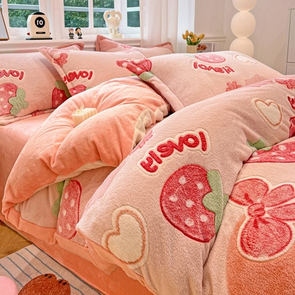 91家纺网 家纺一手货源 找家纺 （总）韩巢家纺 2024新款加厚雪花绒牛奶绒珊瑚绒单件被套-新品（提供卖家秀 ）