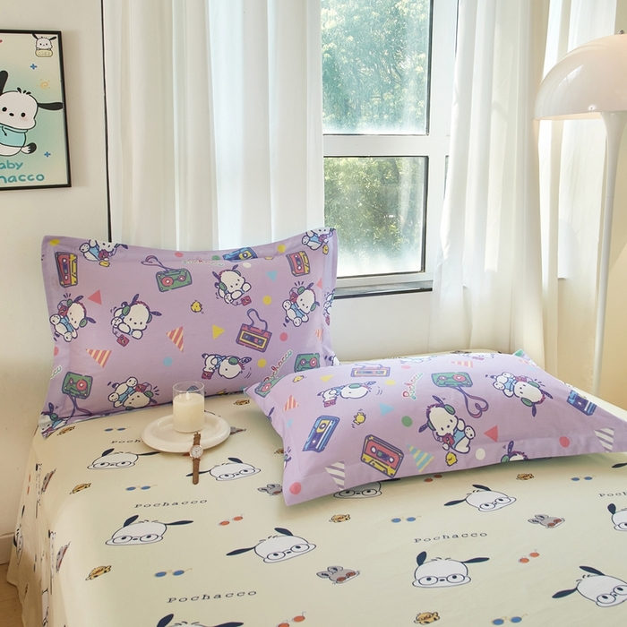 91家纺网 家纺一手货源 找家纺 蘭菲家纺 2024新款全棉小版卡通三丽鸥单被套 演唱会.紫