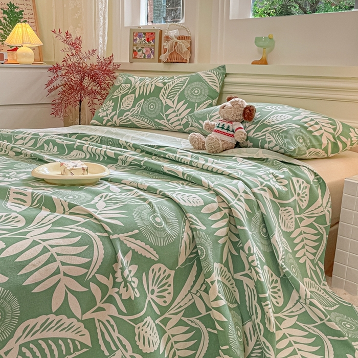 91家纺网 家纺一手货源 找家纺 义博家纺 2025新款全棉老粗布床单 花恋蝶