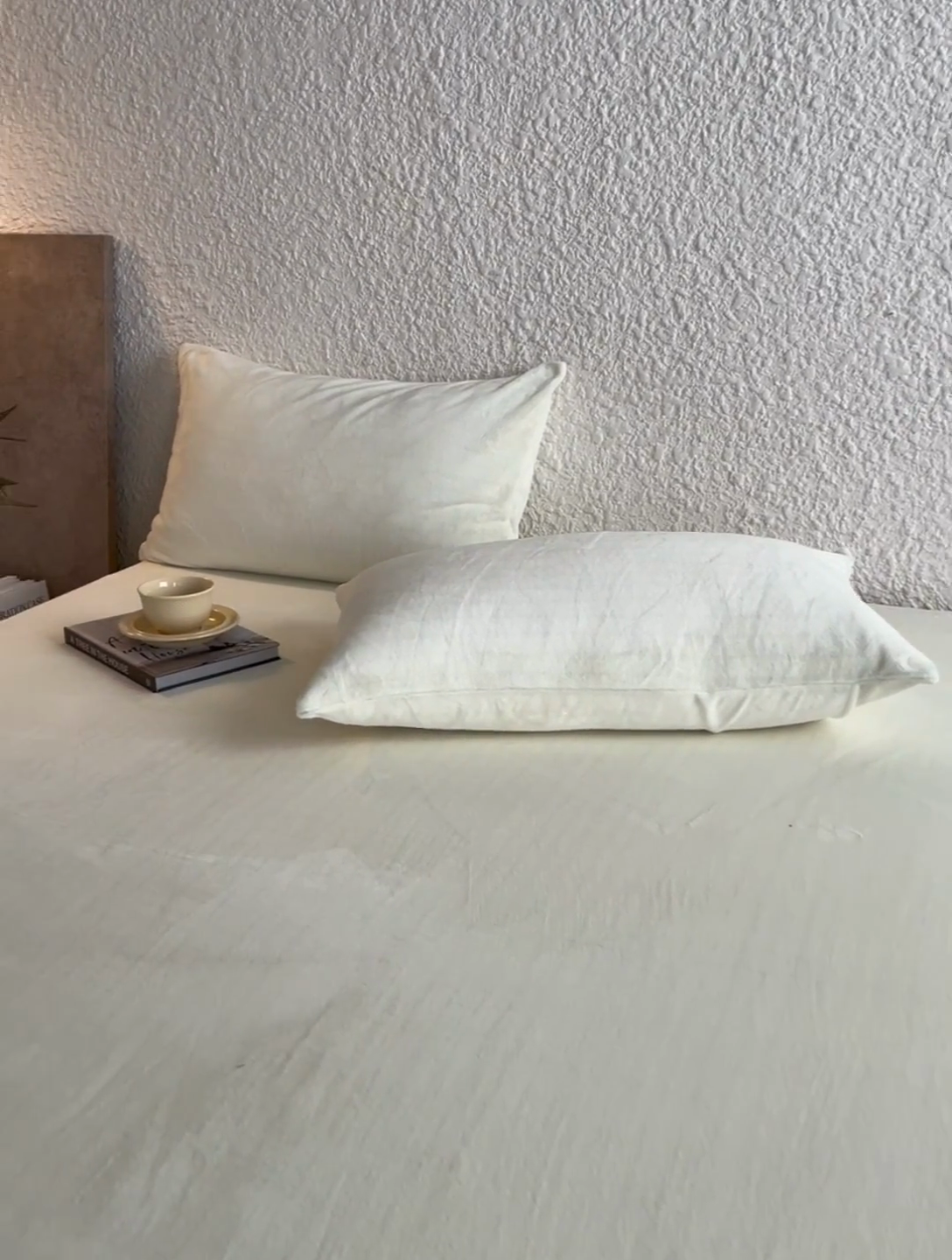 91家纺网 家纺一手货源 找家纺 千朵森 2024新款A类纯色牛奶绒单枕套-芙妮系列 芙妮-奶油白