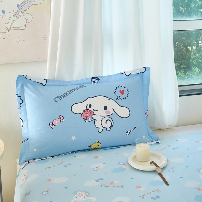 91家纺网 家纺一手货源 找家纺 蘭菲家纺 2024新款全棉小版卡通三丽鸥单被套 小团子