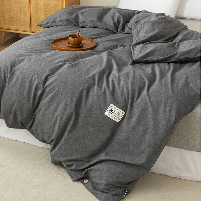 91家纺网 家纺一手货源 找家纺 （总）呦呦南宋 纽扣款单被套A类纯棉  母婴级色织水洗棉 单件纯色被罩 无印风全棉单品被套