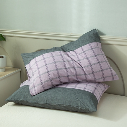 91家纺网 家纺一手货源 找家纺 总【呦呦南宋】母婴级A类单品枕套100%纯棉色织水洗棉枕套 格子一对装全棉枕头套