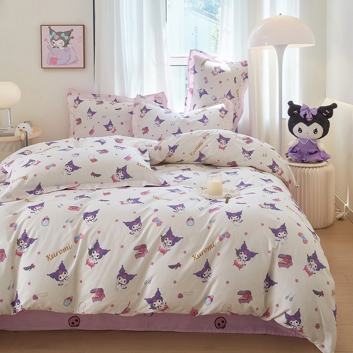 91家纺网 家纺一手货源 找家纺 蘭菲家纺 2024新款全棉小版卡通三丽鸥四件套 小臭美