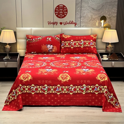 91家纺网 家纺一手货源 找家纺 （总）居美良品 2025新款大红色结婚婚庆全棉纯棉100棉磨毛床单