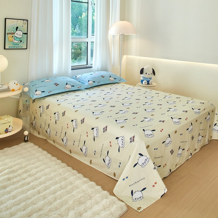 91家纺网 家纺一手货源 找家纺 蘭菲家纺 2024新款全棉小版卡通三丽鸥单被套 眼睛狗.蓝