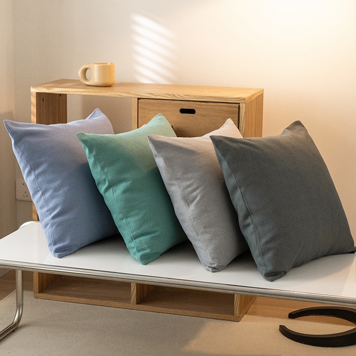 91家纺网 家纺一手货源 找家纺 （总）呦呦南宋 2024新款老粗布抱枕套纯色抱枕套粗布纹理感高级感隐形拉链可拆卸加厚靠垫套