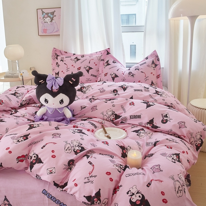 91家纺网 家纺一手货源 找家纺 蘭菲家纺 2024新款全棉小版卡通三丽鸥四件套 小美库