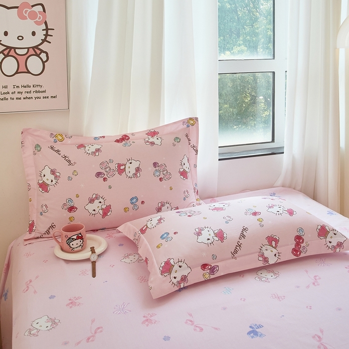 91家纺网 家纺一手货源 找家纺 蘭菲家纺 2024新款全棉小版卡通三丽鸥单被套 小甜心