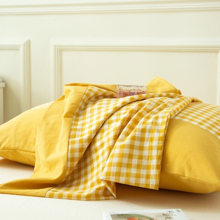 91家纺网 家纺一手货源 找家纺 总【呦呦南宋】母婴级A类单品枕套100%纯棉色织水洗棉枕套 格子一对装全棉枕头套