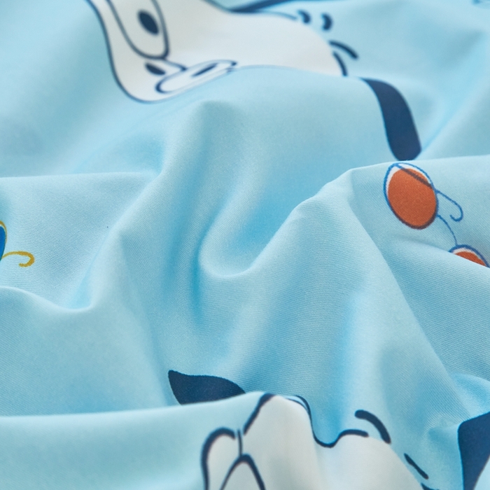 91家纺网 家纺一手货源 找家纺 蘭菲家纺 2024新款全棉小版卡通三丽鸥单被套 眼睛狗.蓝