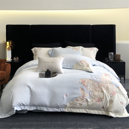 馨蕊家居 2024秋冬轻奢煦暖绒高精密刺绣绒梦幻系列四件套 绒梦幻-北卡蓝