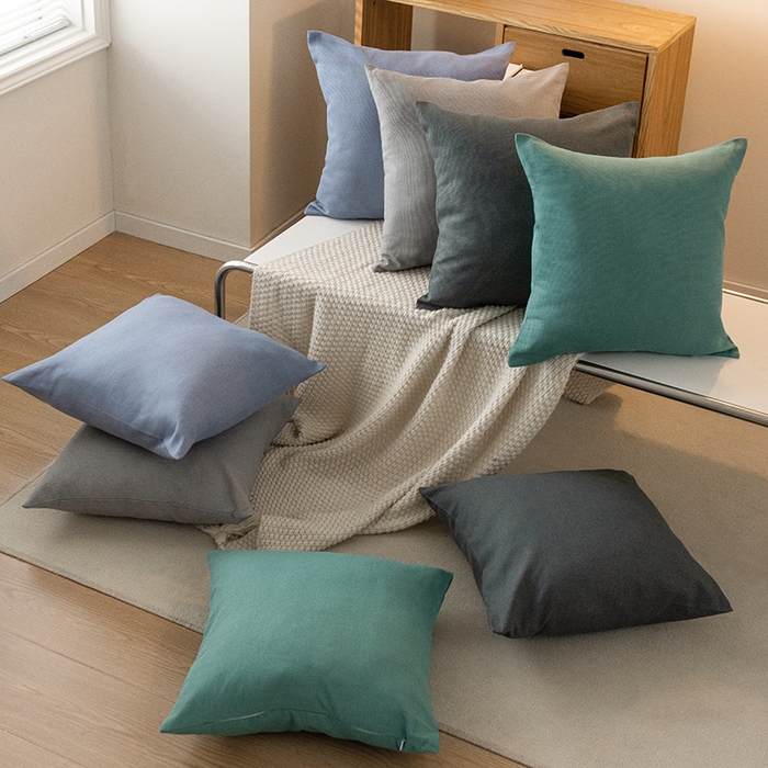 91家纺网 家纺一手货源 找家纺 （总）呦呦南宋 2024新款老粗布抱枕套纯色抱枕套粗布纹理感高级感隐形拉链可拆卸加厚靠垫套