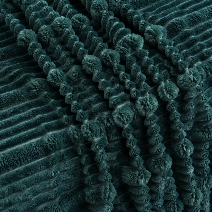 91家纺网 家纺一手货源 找家纺 巴木赫 2024新款子母抽条兔毛绒绒毯毯子 墨绿