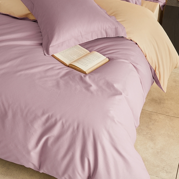 91家纺网 家纺一手货源 找家纺 秀色家纺 2025新款秋冬加厚保暖床上纯色四件套纯棉磨毛全棉床单被套三件套50支-瑞妮 瑞妮-轻紫+奶油