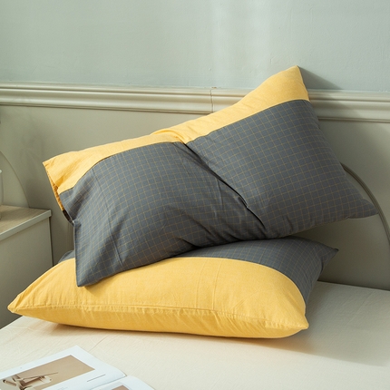 91家纺网 家纺一手货源 找家纺 总【呦呦南宋】母婴级A类单品枕套100%纯棉色织水洗棉枕套 格子一对装全棉枕头套