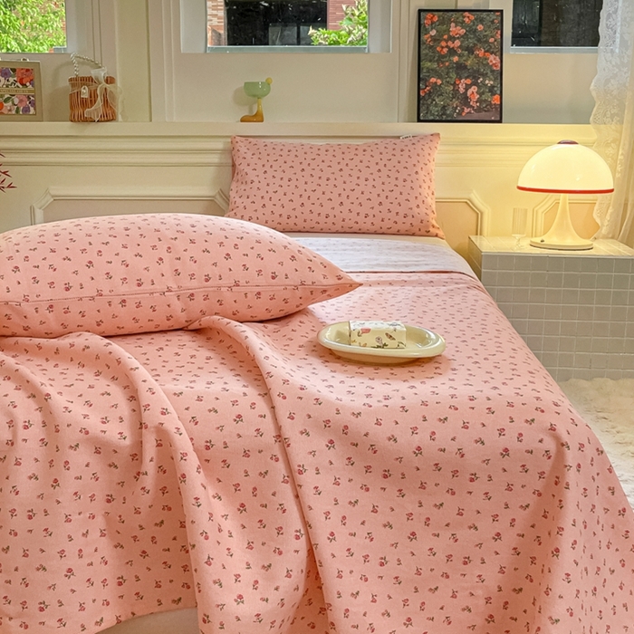 91家纺网 家纺一手货源 找家纺 义博家纺 2025新款全棉老粗布床单 梵花