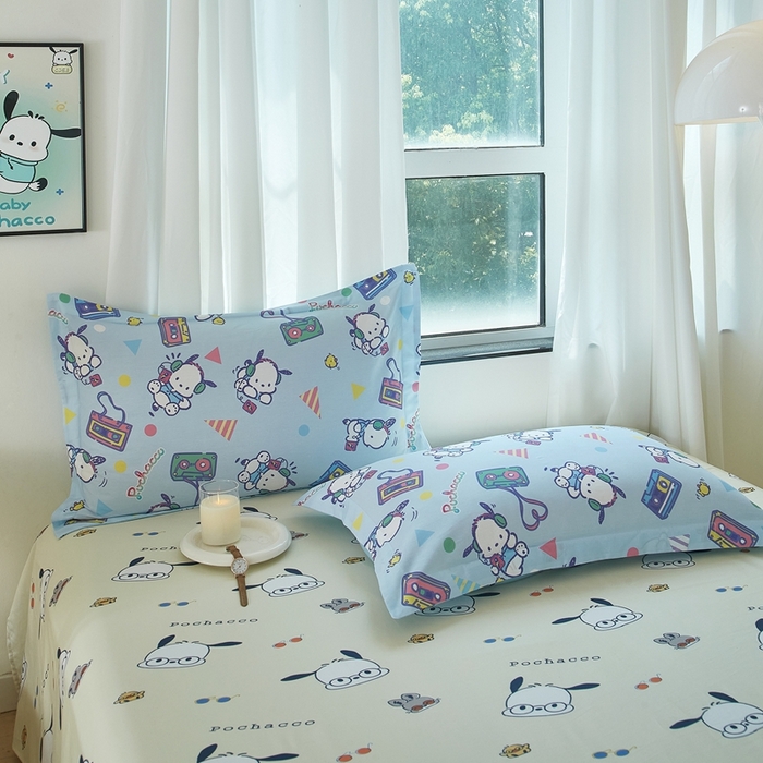 91家纺网 家纺一手货源 找家纺 蘭菲家纺 2024新款全棉小版卡通三丽鸥单被套 演唱会.蓝