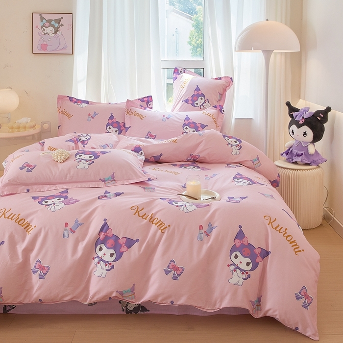 91家纺网 家纺一手货源 找家纺 蘭菲家纺 2024新款全棉小版卡通三丽鸥四件套 小甜酱.粉