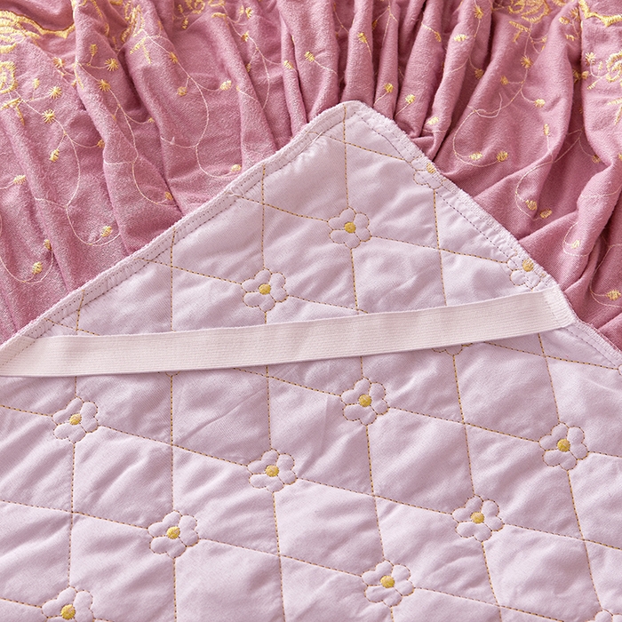 91家纺网 家纺一手货源 找家纺 罗艺轩 2024新款加厚宝宝绒夹棉床裙四件套-梦幻星辰 丁香紫