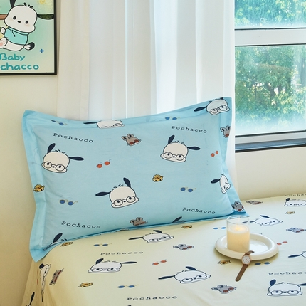 蘭菲家纺 2024新款全棉小版卡通三丽鸥单被套 眼睛狗.蓝