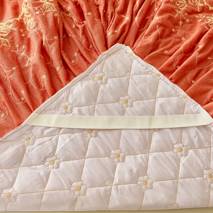 91家纺网 家纺一手货源 找家纺 罗艺轩 2024新款加厚宝宝绒夹棉床裙四件套-梦幻星辰 爱玛橙