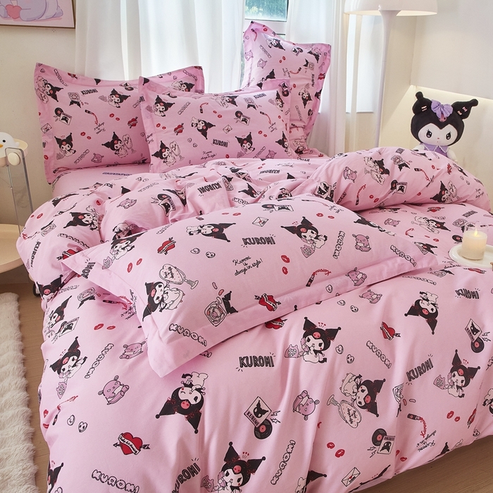 91家纺网 家纺一手货源 找家纺 蘭菲家纺 2024新款全棉小版卡通三丽鸥四件套 小美库