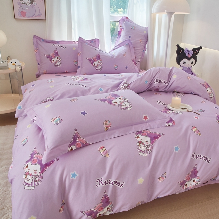 91家纺网 家纺一手货源 找家纺 蘭菲家纺 2024新款全棉小版卡通三丽鸥四件套 小甜筒