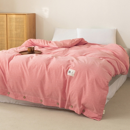 91家纺网 家纺一手货源 找家纺 （总）呦呦南宋 纽扣款单被套A类纯棉  母婴级色织水洗棉 单件纯色被罩 无印风全棉单品被套
