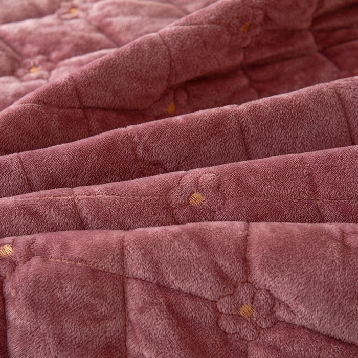 91家纺网 家纺一手货源 找家纺 罗艺轩 2024新款加厚宝宝绒夹棉床裙四件套-梦幻星辰 豆沙粉