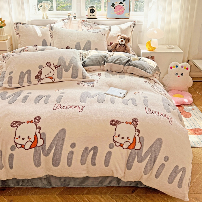 91家纺网 家纺一手货源 找家纺 韩巢家纺 2024新款加厚雪花绒牛奶绒珊瑚绒四件套-新品（提供卖家秀） 米菲