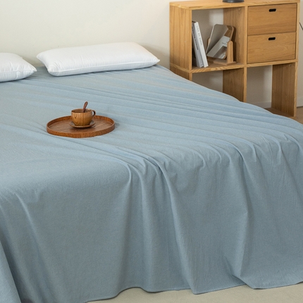 91家纺网 家纺一手货源 找家纺 总【呦呦南宋】水洗棉床单A类母婴级纯棉 单件无印风单双人格子全棉纯色单品床单