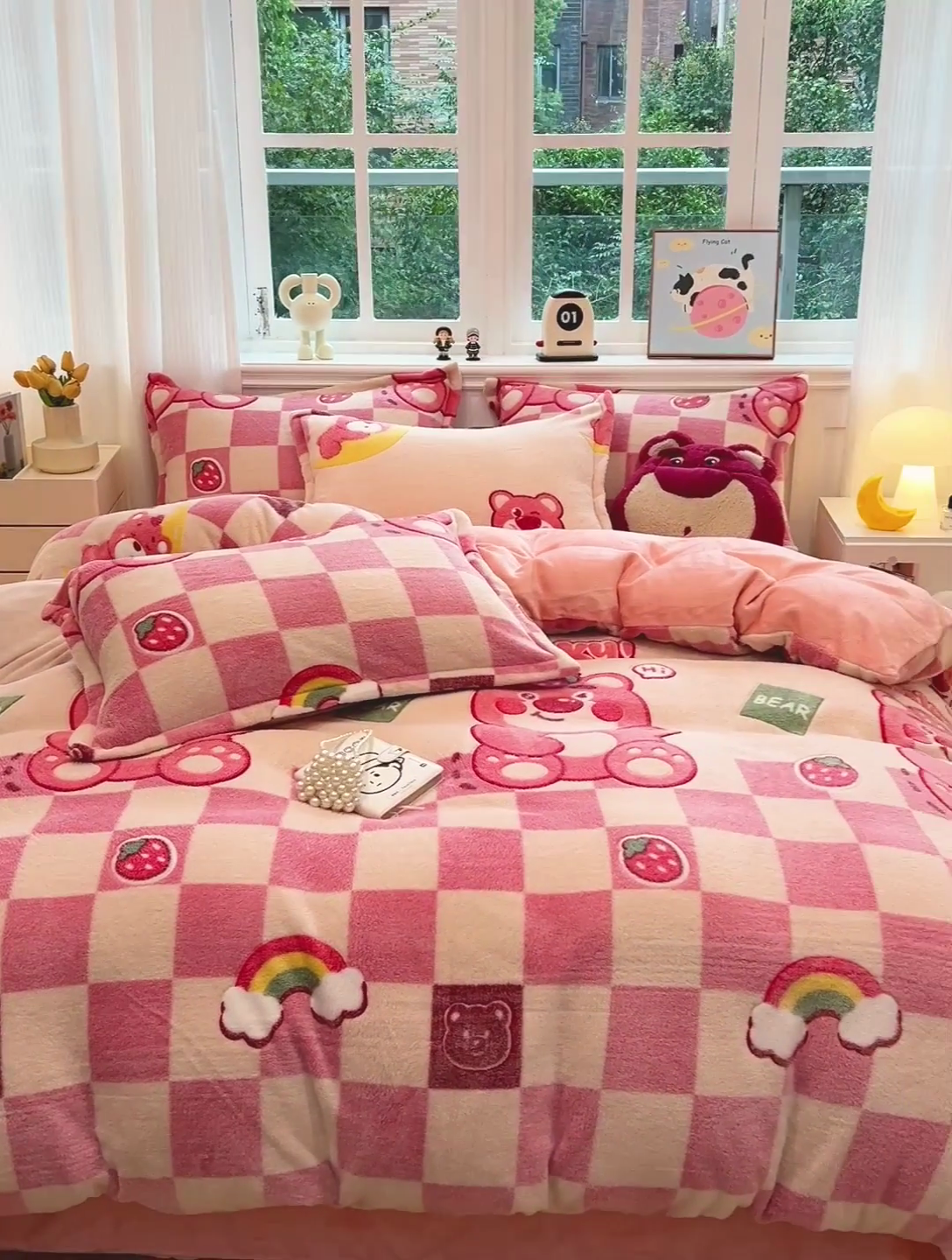 91家纺网 家纺一手货源 找家纺 韩巢家纺 2024新款加厚雪花绒牛奶绒珊瑚绒四件套-新品（提供卖家秀） 欢乐小熊