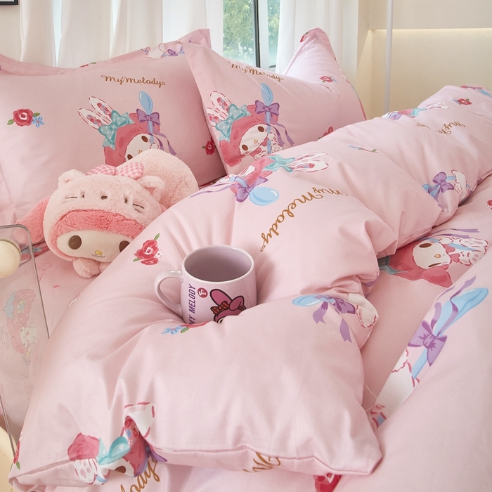 91家纺网 家纺一手货源 找家纺 蘭菲家纺 2024新款全棉小版卡通三丽鸥四件套 小美(圆）