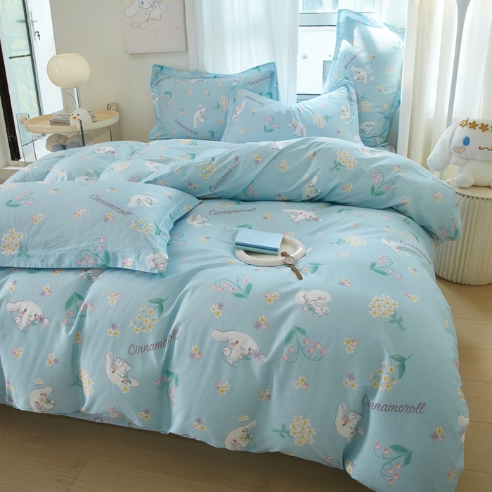 91家纺网 家纺一手货源 找家纺 蘭菲家纺 2024新款全棉小版卡通三丽鸥四件套 小清新