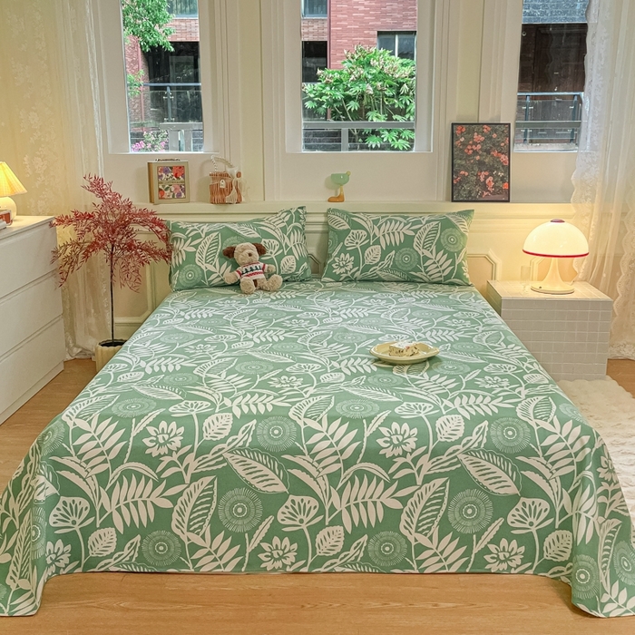 91家纺网 家纺一手货源 找家纺 义博家纺 2025新款全棉老粗布床单 花恋蝶