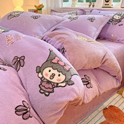 （总）韩巢家纺 2024新款加厚雪花绒牛奶绒珊瑚绒四件套-新品（提供卖家秀）