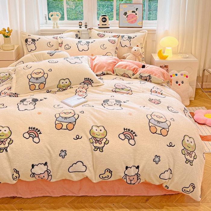 91家纺网 家纺一手货源 找家纺 韩巢家纺 2024新款加厚雪花绒牛奶绒珊瑚绒四件套-新品（提供卖家秀） 小伙伴