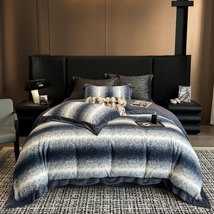 若未家居 LOVEWE HOUSE 2025新款秋冬渐变丹麦貂四件套-卡洛斯 卡洛斯-布鲁蓝