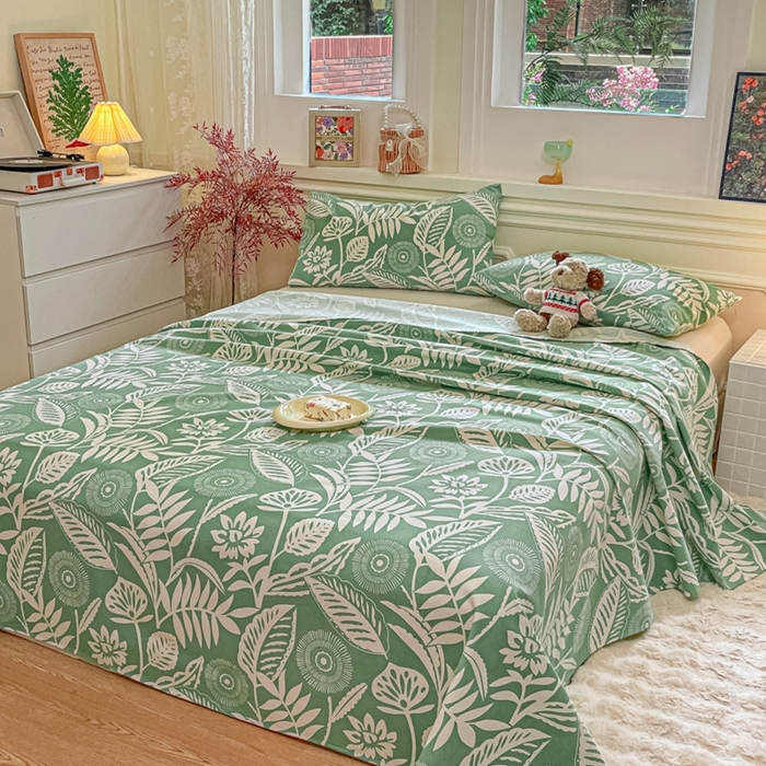 91家纺网 家纺一手货源 找家纺 义博家纺 2025新款全棉老粗布床单 花恋蝶