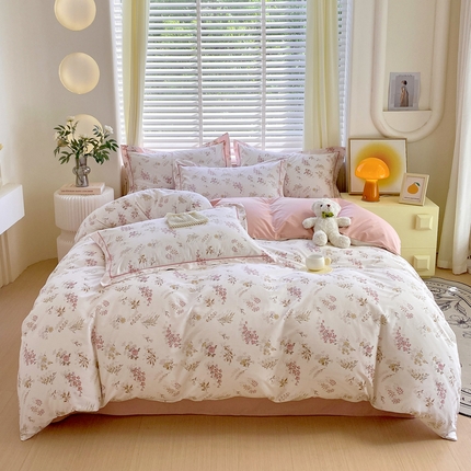 星期三家纺 2024新款13372铂金全棉四件套（加老板微信有会员价）（10月新款）（加老板微信有会员价） 悠然-红