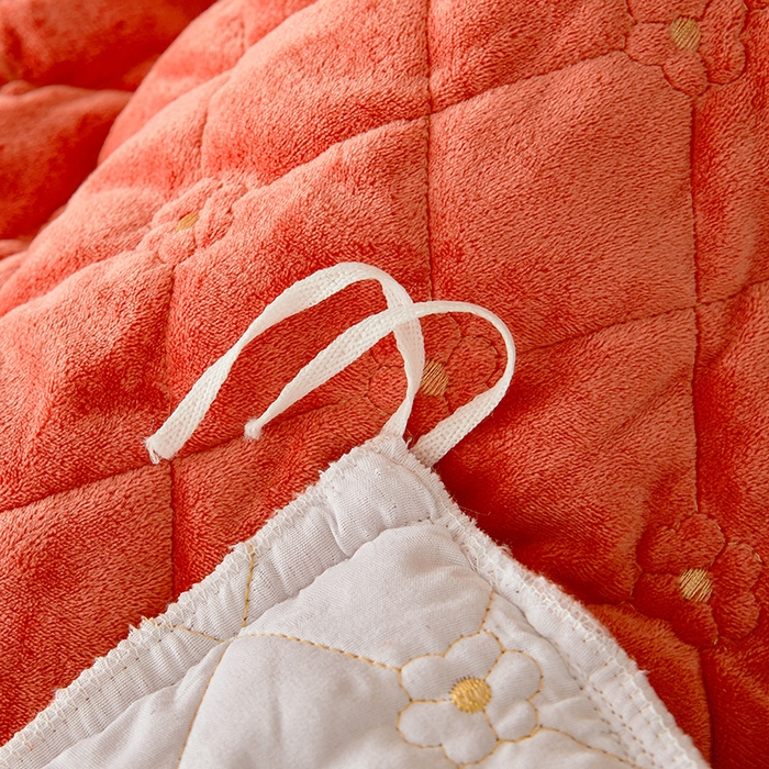 91家纺网 家纺一手货源 找家纺 罗艺轩 2024新款加厚宝宝绒夹棉床裙三件套-梦幻星辰 爱玛橙