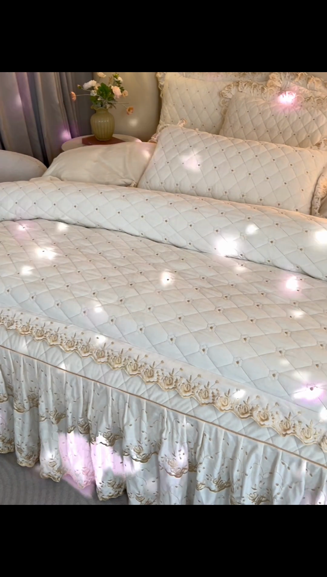 91家纺网 家纺一手货源 找家纺 罗艺轩 2024新款加厚宝宝绒夹棉床裙四件套-梦幻星辰 奶昔