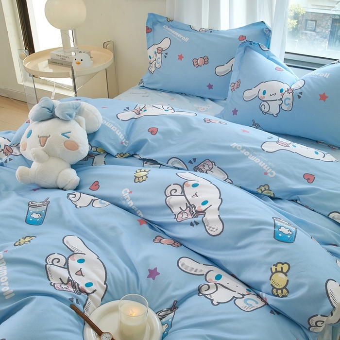 91家纺网 家纺一手货源 找家纺 蘭菲家纺 2024新款全棉小版卡通三丽鸥四件套 小土豆