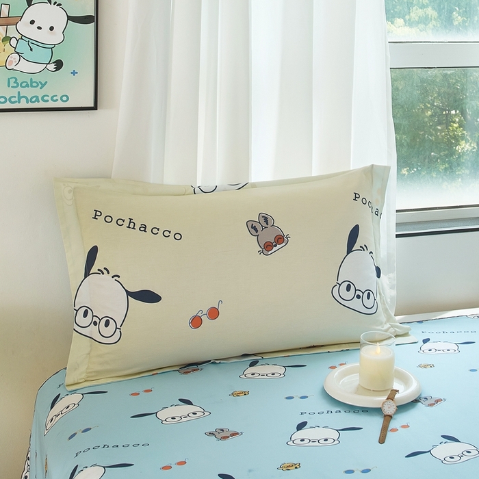 91家纺网 家纺一手货源 找家纺 蘭菲家纺 2024新款全棉小版卡通三丽鸥单被套 大眼睛狗.米