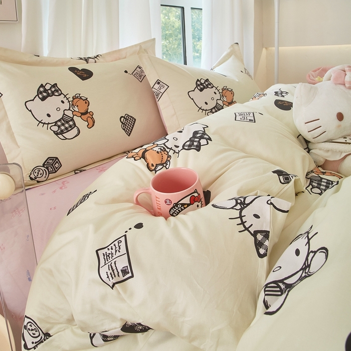 91家纺网 家纺一手货源 找家纺 蘭菲家纺 2024新款全棉小版卡通三丽鸥四件套 小布熊