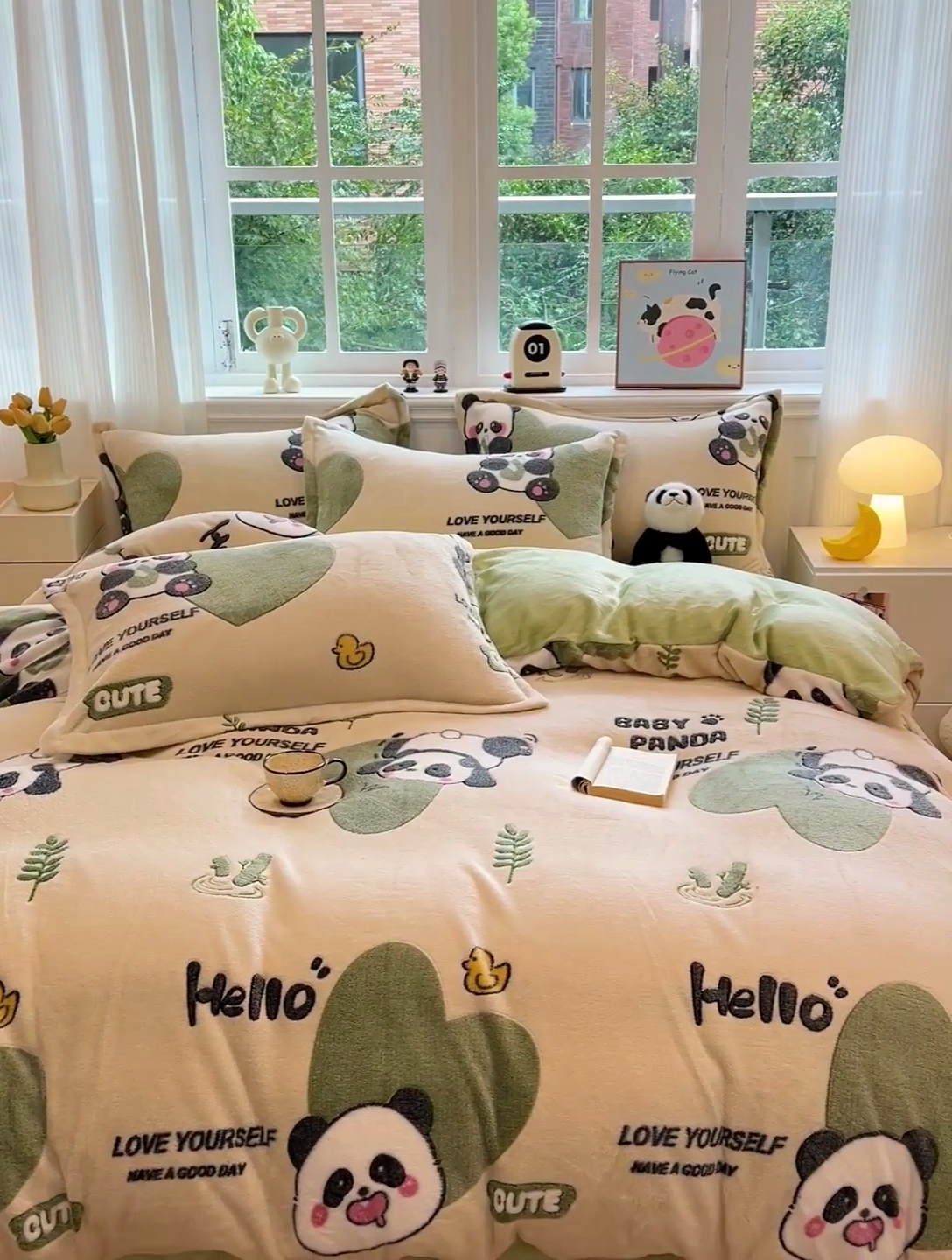 91家纺网 家纺一手货源 找家纺 韩巢家纺 2024新款加厚雪花绒牛奶绒珊瑚绒四件套-新品（提供卖家秀） 快乐熊猫