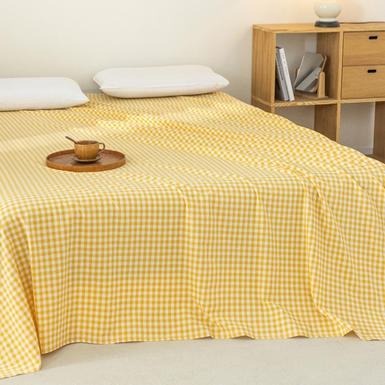 91家纺网 家纺一手货源 找家纺 总【呦呦南宋】水洗棉床单A类母婴级纯棉 单件无印风单双人格子全棉纯色单品床单