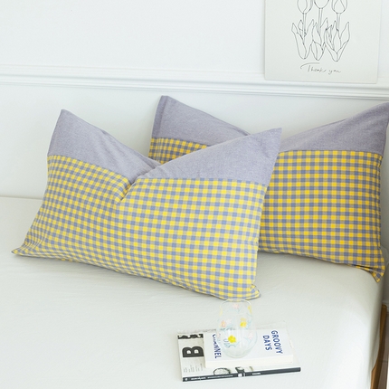 91家纺网 家纺一手货源 找家纺 （总）呦呦南宋 双拼枕套A类纯棉 设计感撞色拼接单品一对装水洗棉枕头套